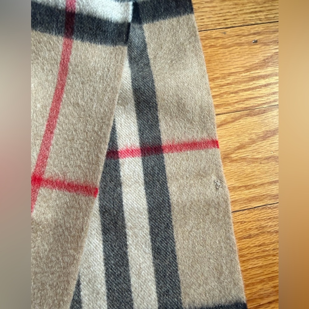 Burberry Tan and Black Wool Scarf
